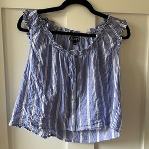 J. Crew Blue and White Striped Blouse